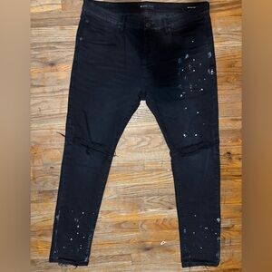 P001 Black Resin Knee Slit Purple Brand Jeans